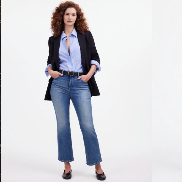 Madewell Curvy Kick Out Crop Jeans in medium blue wash size 28 - Picture 1 of 16